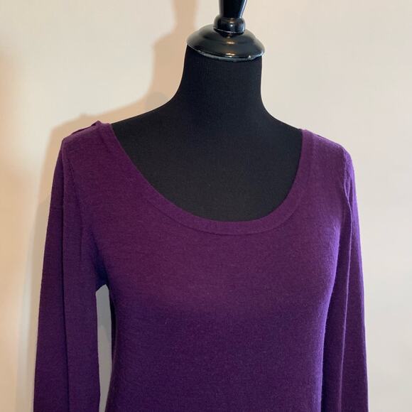 Sandro deep purple open criss cross back wool blend sweater size 1 or Small - Picture 2 of 12